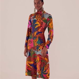 Farm Rio Leopards Jungle Midi Dress NWT